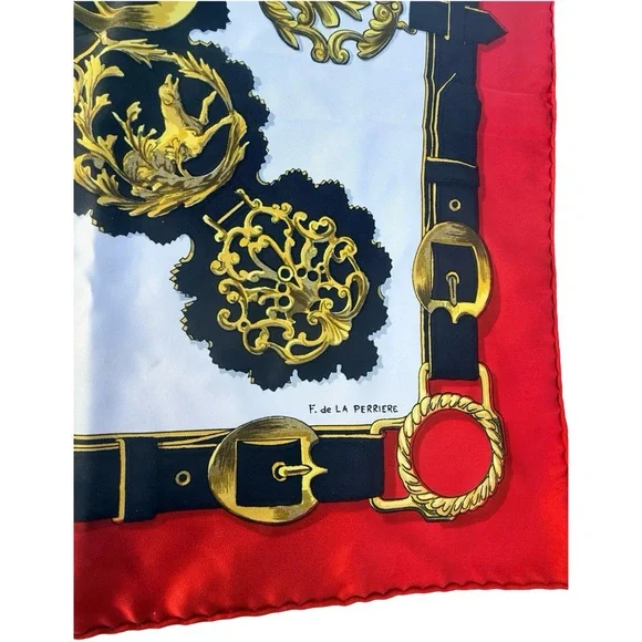 Hermes Black and Gold Equestrian Scarf 35x35” - Picture 3 of 8